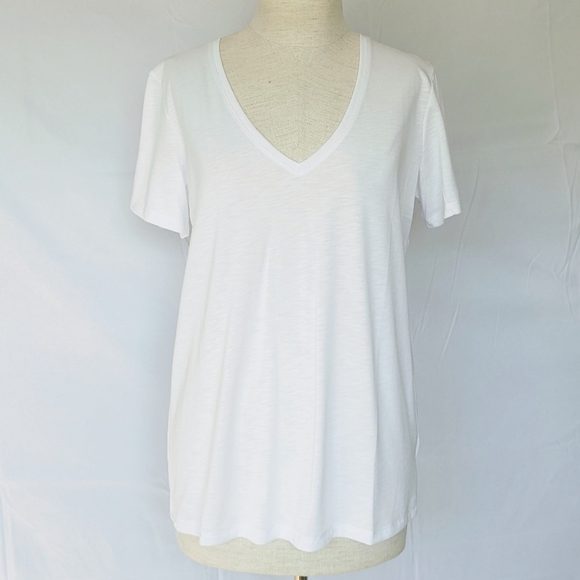 Theory Tee Dayne B Atmos Light V-Neck Short Sleeve Modal Cotton White M NWT - Picture 1 of 10